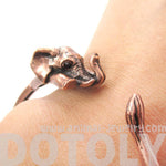 3D Baby Elephant Wrapped Around Your Wrist Shaped Bangle Bracelet in Copper | DOTOLY