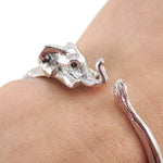 Elephant Wrapped Around Your Wrist Shaped Bracelet in Shiny Silver