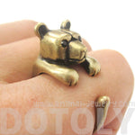 3D Baby Polar Bear Wrapped Around Your Finger Shaped Animal Ring in Brass | US Size 4 to 8.5 | DOTOLY