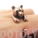 3D Baby Polar Bear Wrapped Around Your Finger Shaped Animal Ring in Copper | US Size 4 to 8.5 | DOTOLY