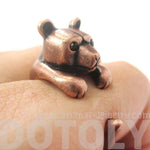 3D Baby Polar Bear Wrapped Around Your Finger Shaped Animal Ring in Copper | US Size 4 to 8.5 | DOTOLY