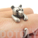 3D Baby Polar Bear Wrapped Around Your Finger Shaped Animal Ring in Silver | US Size 4 to 8.5 | DOTOLY