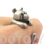 3D Baby Polar Bear Wrapped Around Your Finger Shaped Animal Ring in Silver | US Size 4 to 8.5 | DOTOLY