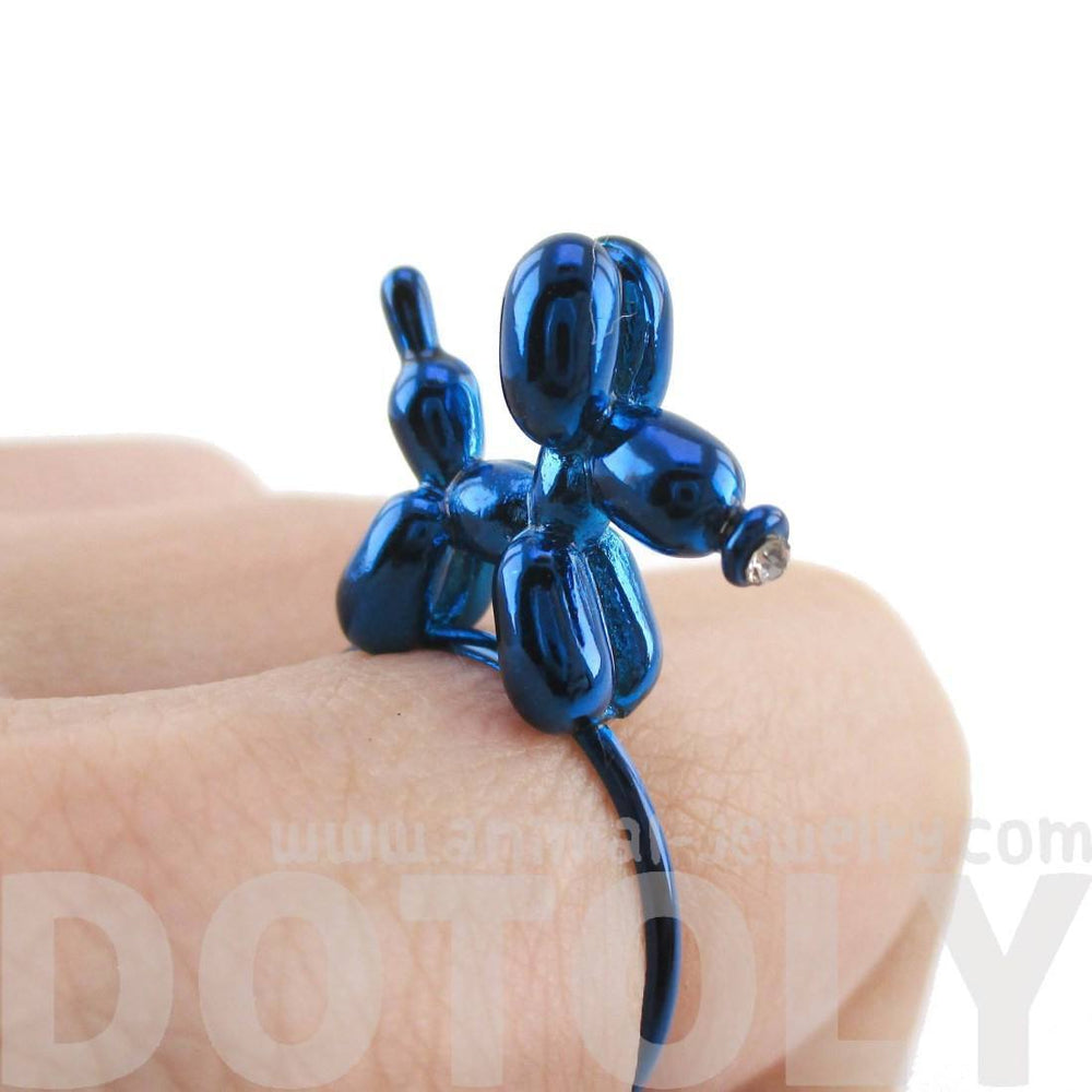 3D Balloon Dog Puppy Shaped Ring in Blue | Jewelry for Animal Lovers | DOTOLY