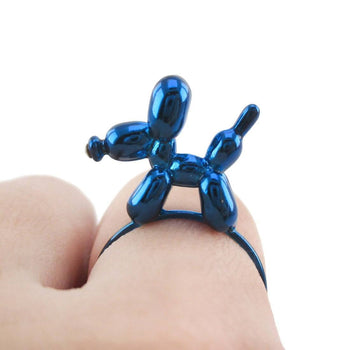 3D Balloon Dog Puppy Shaped Ring in Blue | Jewelry for Animal Lovers | DOTOLY