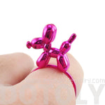 3D Balloon Dog Puppy Shaped Ring in Pink | Jewelry for Animal Lovers | DOTOLY