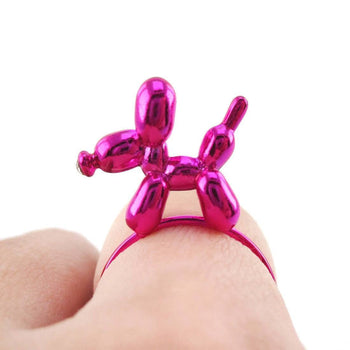 3D Balloon Dog Puppy Shaped Ring in Pink | Jewelry for Animal Lovers | DOTOLY
