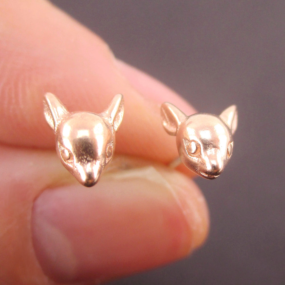 3D Miniature Deer Doe Head Shaped Animal Taxidermy Stud Earrings