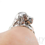 3D Basset Hound Shaped Animal Wrap Ring in 925 Sterling Silver | US Sizes 4 to 8.5 | DOTOLY