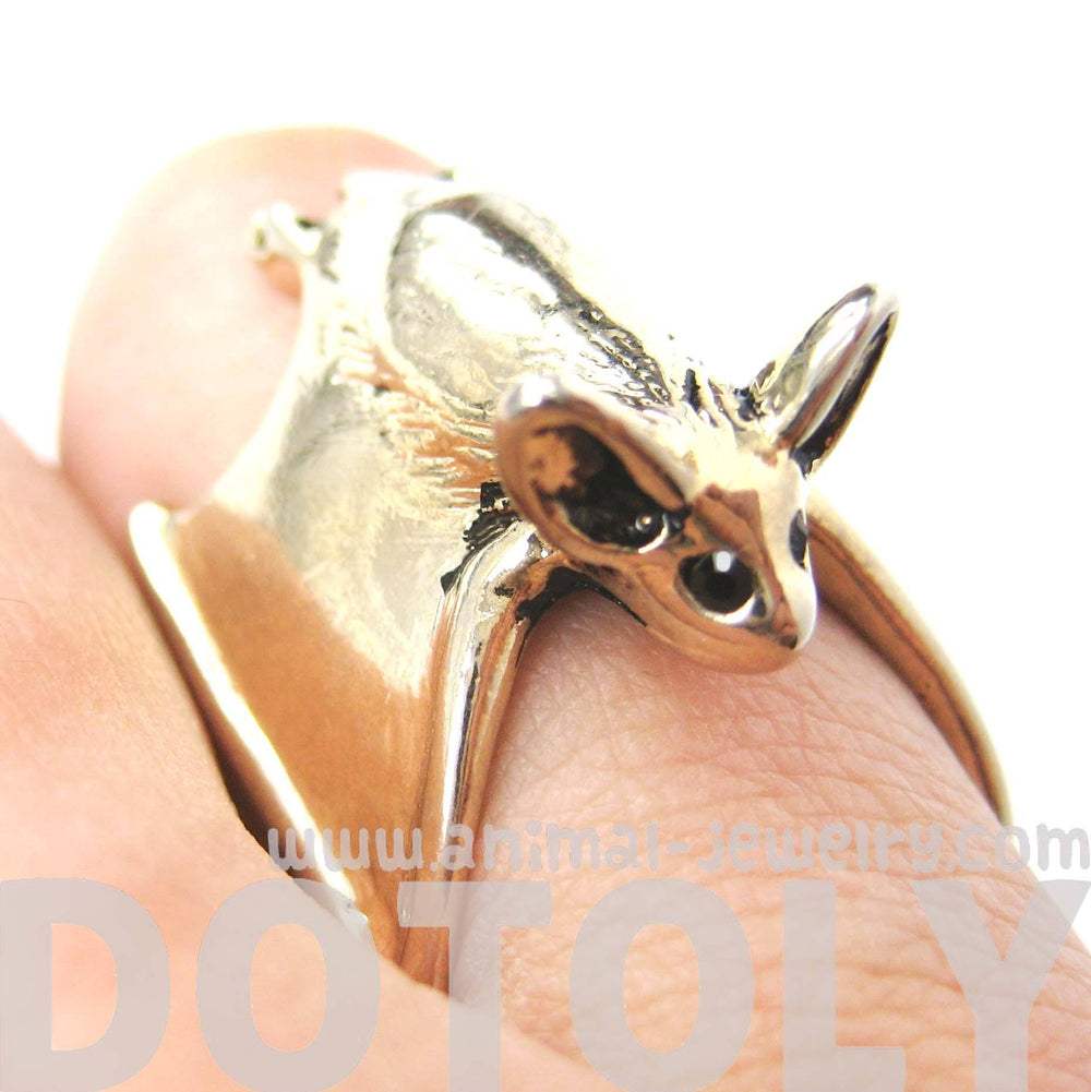 3D Bat Animal Wrap Ring in Shiny Gold Sizes 5 to 10 Available | Animal Jewelry | DOTOLY