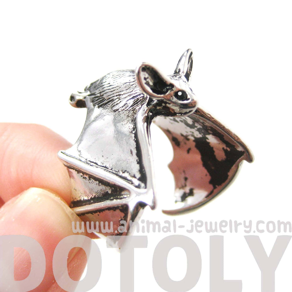 3D Bat Animal Wrap Ring in Shiny Silver: Sizes 5 to 10 Available | Animal Jewelry | DOTOLY