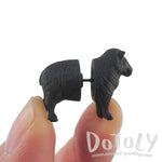 3D Black Sheep Shaped Two Part Front Back Stud Earrings | DOTOLY