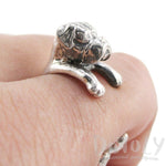 3D Boxer Dog Shaped Animal Wrap Ring in 925 Sterling Silver | Sizes 3 to 7 | DOTOLY