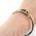 3D Bunny Rabbit Wrapped Around Your Wrist Shaped Bangle Bracelet in Brass | DOTOLY