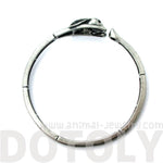 3D Bunny Rabbit Wrapped Around Your Wrist Shaped Bangle Bracelet in Silver | DOTOLY