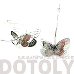 3D Butterfly Shaped Dangle Hoop Earrings in Silver | Animal Jewelry | DOTOLY