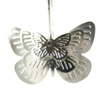 3D Butterfly Shaped Dangle Hoop Earrings in Silver | Animal Jewelry | DOTOLY
