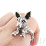 3D Chihuahua Puppy Shaped Animal Ring in Silver | Gifts for Dog Lovers | DOTOLY