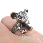 3D Chinchilla Mouse Shaped Ring in Silver | Animal Rings | DOTOLY