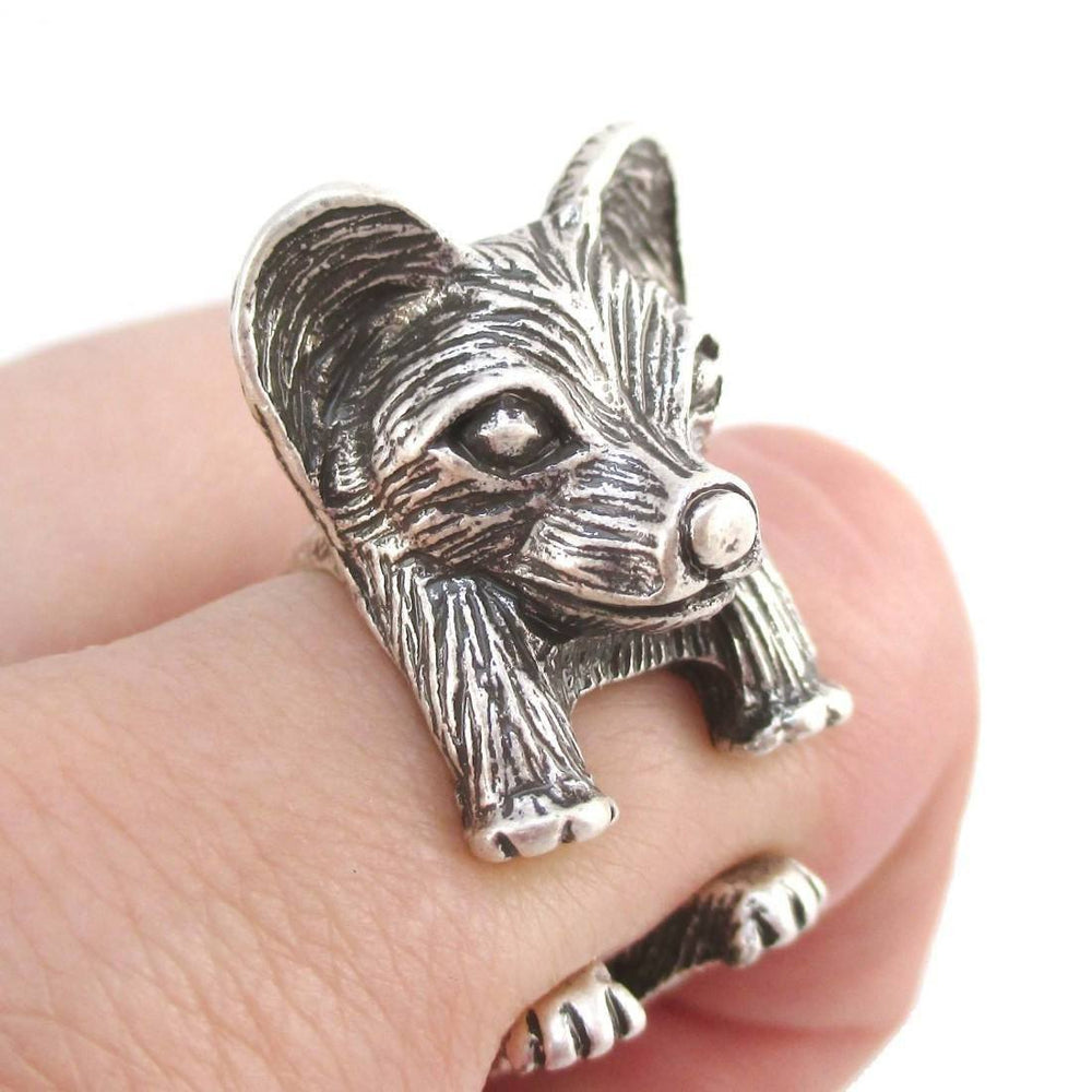 3D Continental Toy Spaniel Papillon Dog Shaped Animal Ring in