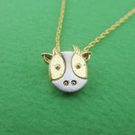 3D Cow Face Cattle Oxen Shaped Pendant Necklace in Gold | DOTOLY