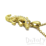 3D Crocodile Alligator Shaped Pendant Necklace in Gold | DOTOLY | DOTOLY
