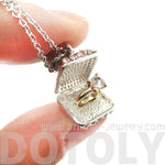 3D Diamond Ring Love Proposal Pendant Necklace in Silver | Anniversary Gifts | DOTOLY