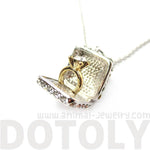 3D Diamond Ring Love Proposal Pendant Necklace in Silver | Anniversary Gifts | DOTOLY