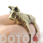 3D Dog Shaped Animal Wrap Armor Knuckle Joint Ring in Brass | Size 5 to 9 | DOTOLY