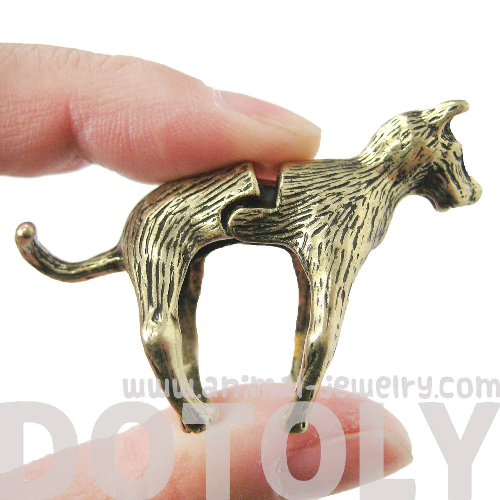 3D Dog Shaped Animal Wrap Armor Knuckle Joint Ring in Brass | Size 5 to 9 | DOTOLY