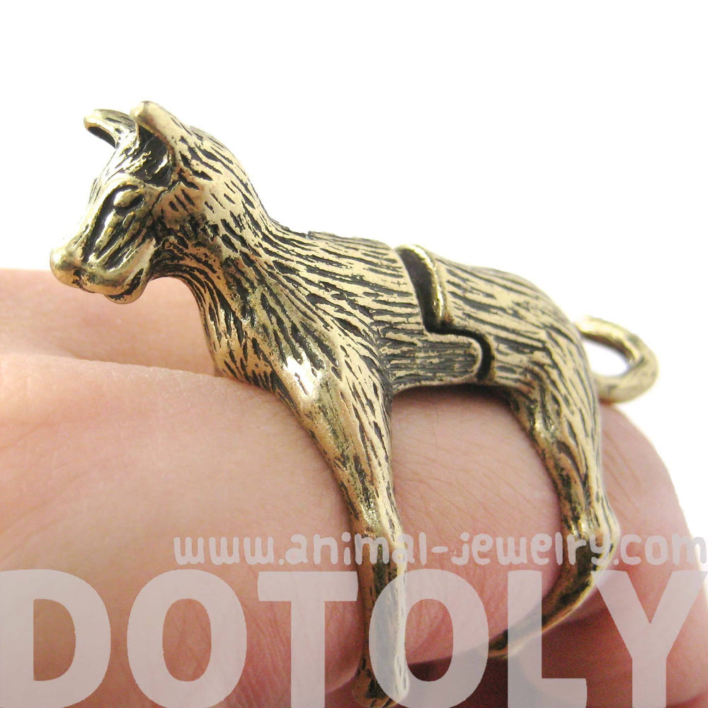 3D Dog Shaped Animal Wrap Armor Knuckle Joint Ring in Brass | Size 5 to 9 | DOTOLY