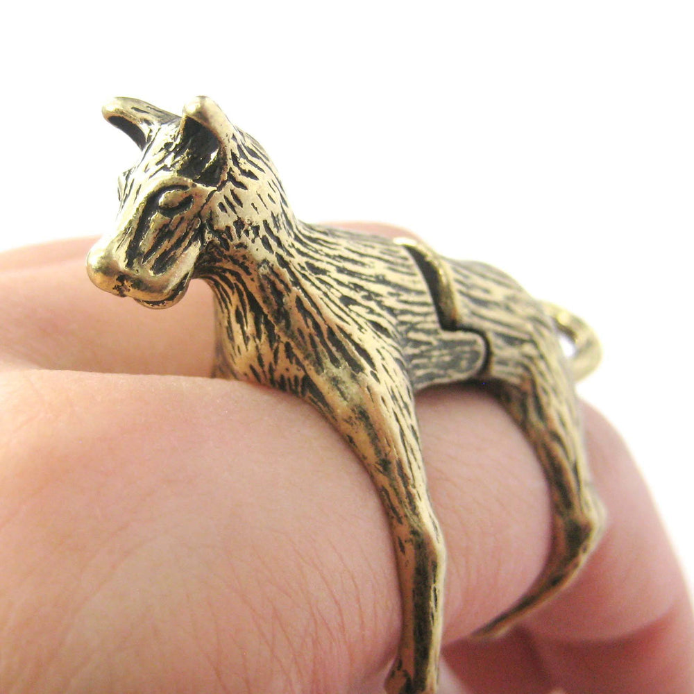 3D Dog Shaped Animal Wrap Armor Knuckle Joint Ring in Brass | Size 5 to 9 | DOTOLY