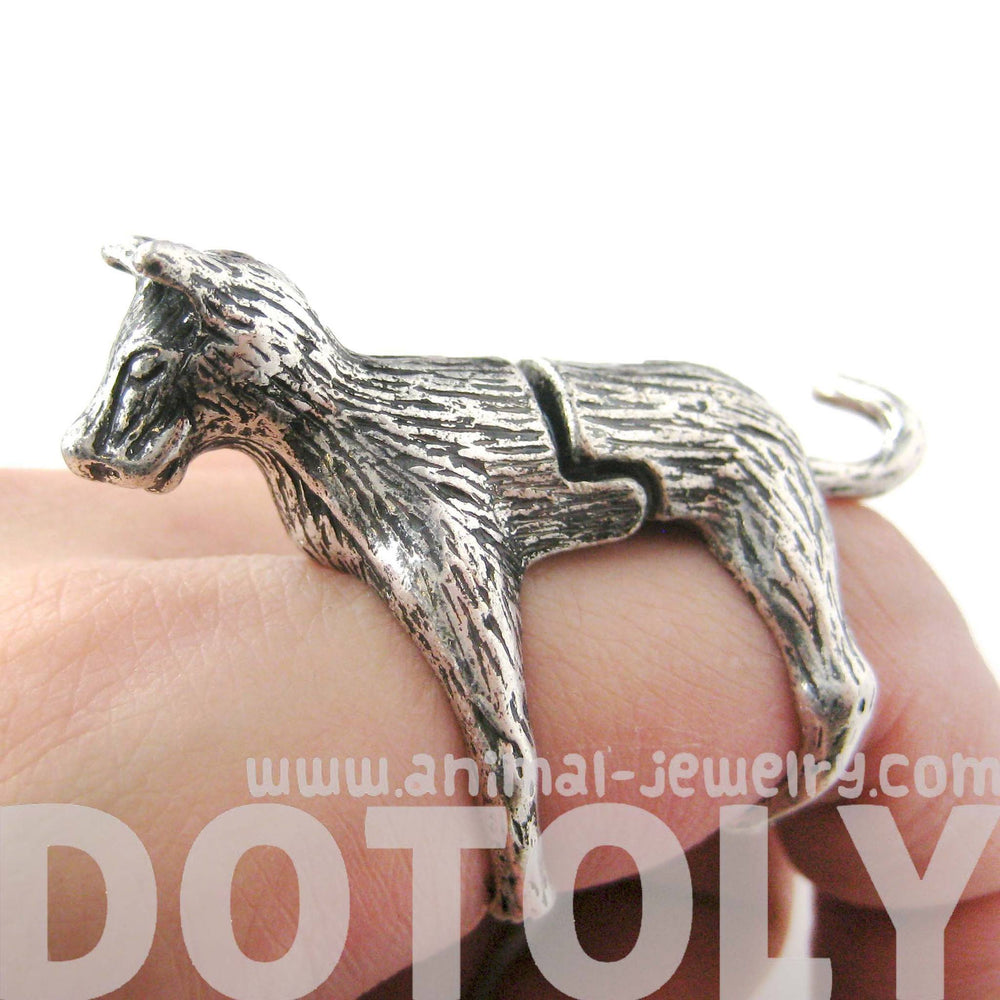 3D Dog Shaped Animal Wrap Armor Knuckle Joint Ring in Silver | Size 5 to 9 | DOTOLY