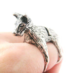 3D Dog Shaped Animal Wrap Armor Knuckle Joint Ring in Silver | Size 5 to 9 | DOTOLY