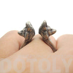 3D Double Wolf Face Shaped Ring in Silver | Animal Jewelry | DOTOLY