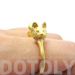 3D Double Wolf Face Shaped Ring in Gold | Animal Jewelry | DOTOLY