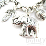 3D Elephant Floral Leaves Shaped Charm Necklace in Silver | Animal Jewelry | DOTOLY