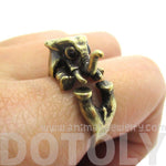 3D Elephant Shaped Animal Hug Ring in Brass | US Sizes 6 to 8 | DOTOLY