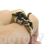 3D Elephant Shaped Animal Hug Ring in Brass | US Sizes 6 to 8 | DOTOLY