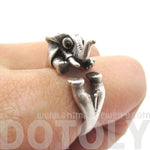 3D Elephant Shaped Animal Hug Ring in Silver | US Sizes 6 to 8 | DOTOLY