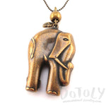 3D Elephant Shaped Pendant Necklace in Brass | Animal Jewelry | DOTOLY