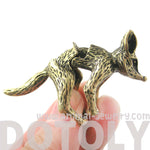 3D Fox Wolf Shaped Animal Wrap Armor Knuckle Joint Ring in Brass | Size 5 to 9 | DOTOLY