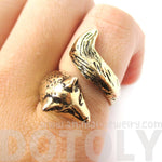 3D Fox Wrapped Around Your Finger Shaped Animal Ring in Shiny Gold | US Size 5 to 9 | DOTOLY