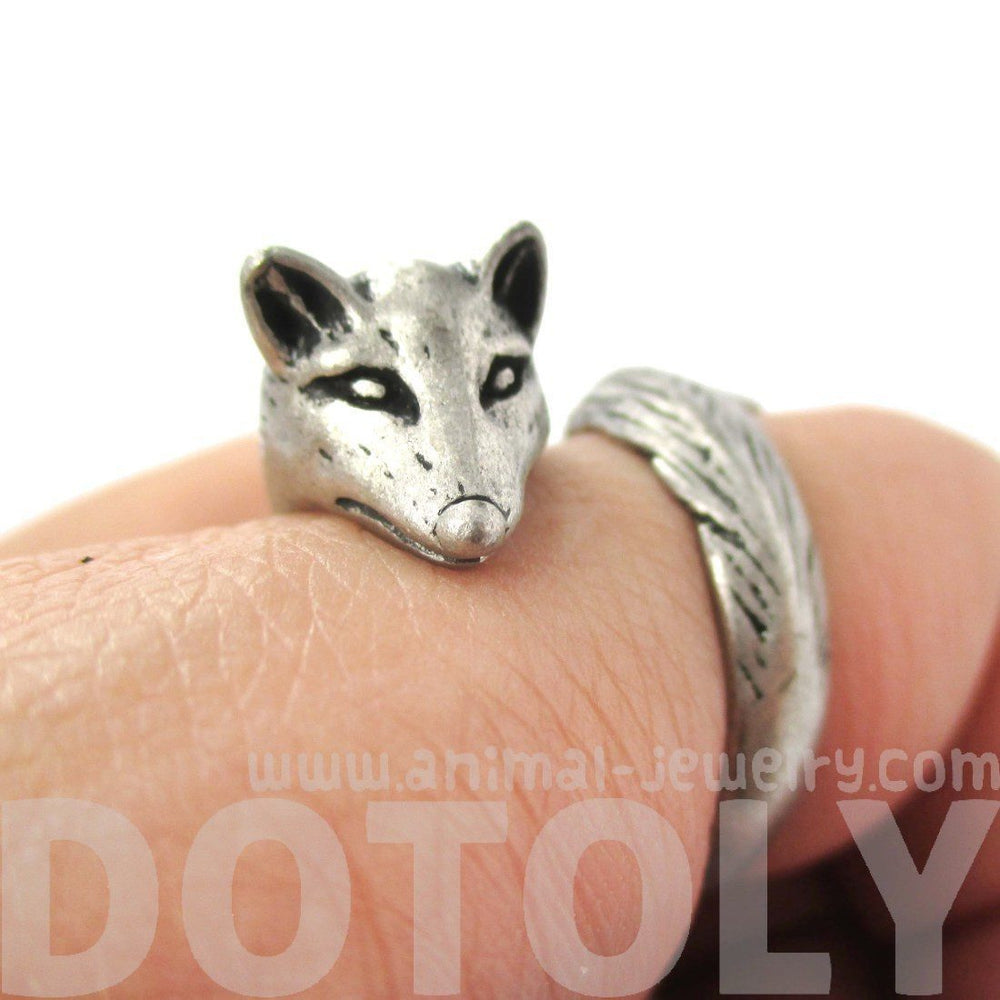 3D Fox Wrapped Around Your Finger Shaped Animal Ring in Silver | US Size 5 to 9 | DOTOLY