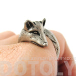 3D Fox Wrapped Around Your Finger Shaped Animal Ring in Silver | US Size 5 to 9 | DOTOLY