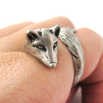 3D Fox Wrapped Around Your Finger Shaped Animal Ring in Silver | US Size 5 to 9 | DOTOLY