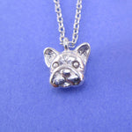 3D French Bulldog Puppy Dog Face Shaped Dainty Pendant Necklace