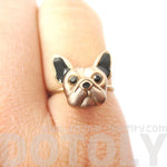 3D French Bulldog Puppy Face Shaped Animal Ring in Size 6 | Gifts for Dog Lovers | DOTOLY