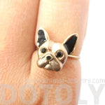 3D French Bulldog Puppy Face Shaped Animal Ring in Size 6 | Gifts for Dog Lovers | DOTOLY