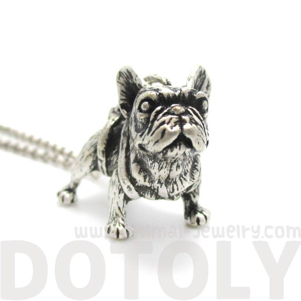 3D French Bulldog Standing Puppy Dog Shaped Animal Pendant Necklace | Jewelry for Dog Lovers | DOTOLY